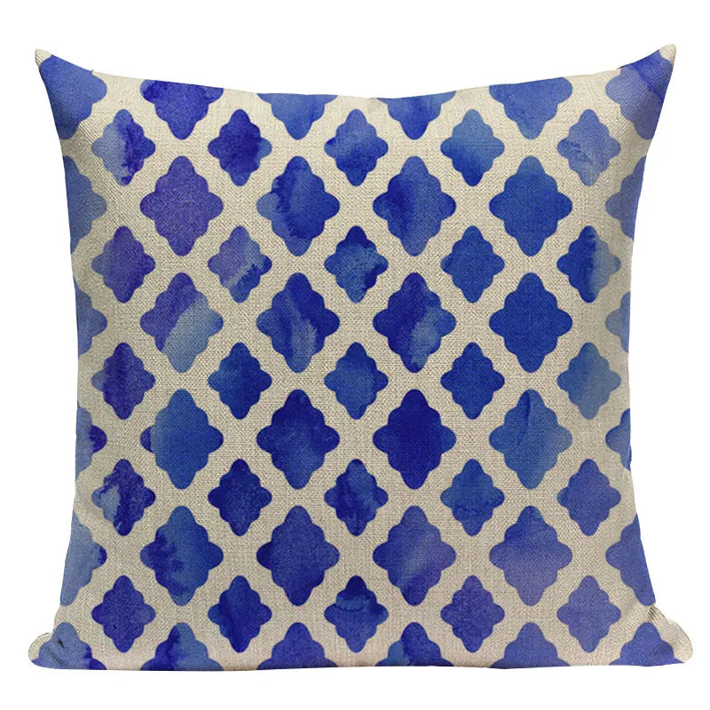 Axyaa Geometric Cushion Cover: Green Pink Diamond Design for Home, Bedroom, and Car