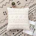 Axyaa Ivory Loop Tufted Cotton Cushion Cover for Home Decor