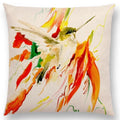 Axyaa Bird Watercolor Cotton Linen Cushion Cover- Hummingbird Goldfinch Chickadee Cardinal Kingfisher