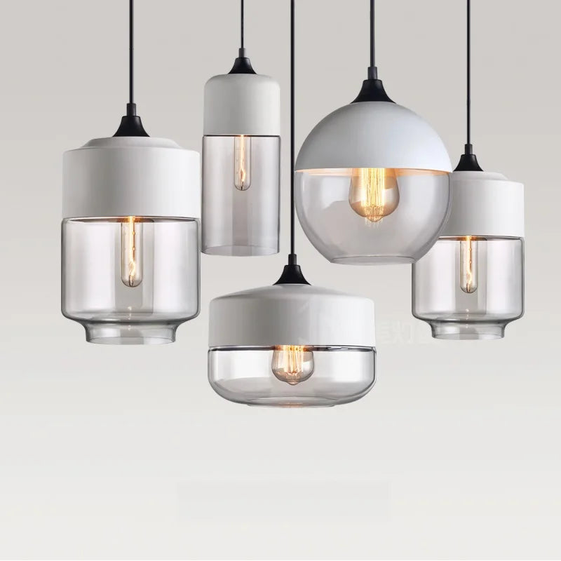 Axyaa Nordic LED Pendant Light Wood Glass Hanging Lamp for Bedroom Dinning Living Room