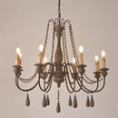 White Wooden Beads Chandelier by Axyaa: Vintage Elegant Retro Lighting for Foyer & Lobby