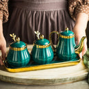Axya Ceramic Spice Jar Set - Green Seasoning Box Kitchen Supplies