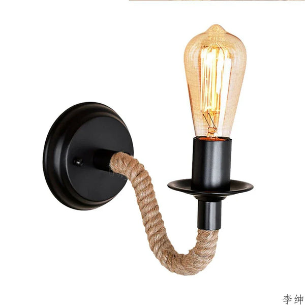 Axya Industrial Hemp Rope Wall Light Retro Decor Fixture