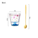 Axyaa Sakura Mount Fuji Glass Tea Cup - Double Bottom Drinkware