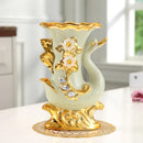Axyaa Gold Glass Vase Light Luxury Decor for Modern Living Rooms