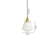 Axyaa White Glass LED Pendant Light Japanese Style Nordic Copper Hanging Lamp