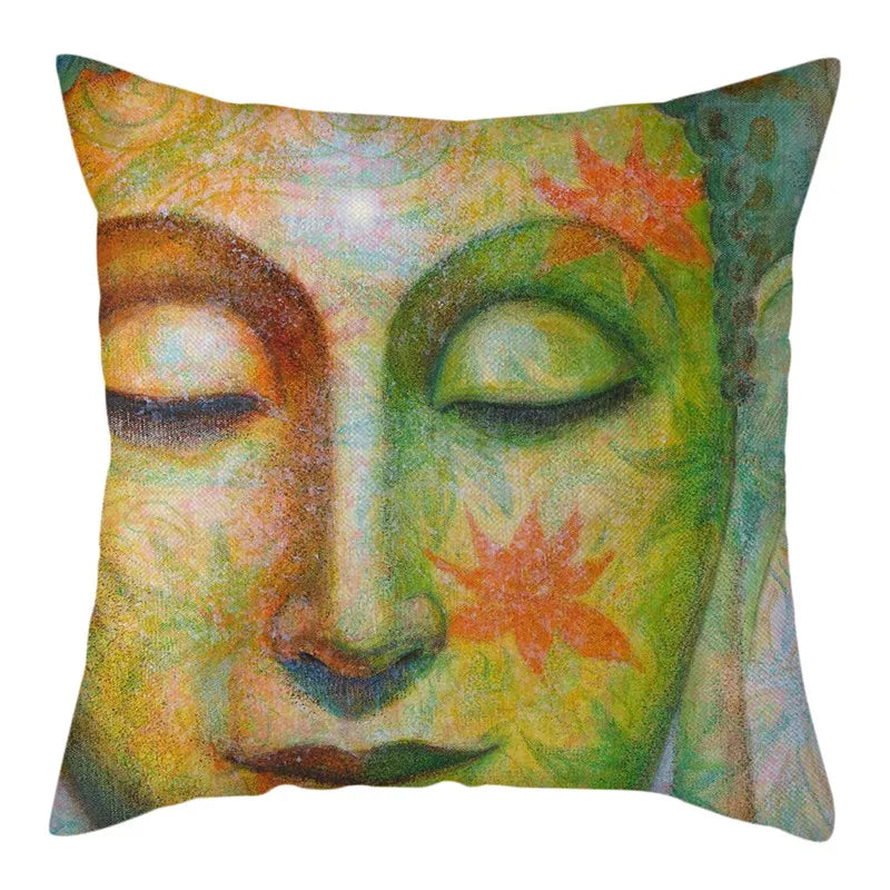 Buddha Pattern Throw Pillow Cover by Axyaa for Home, Car, Sofa Décor