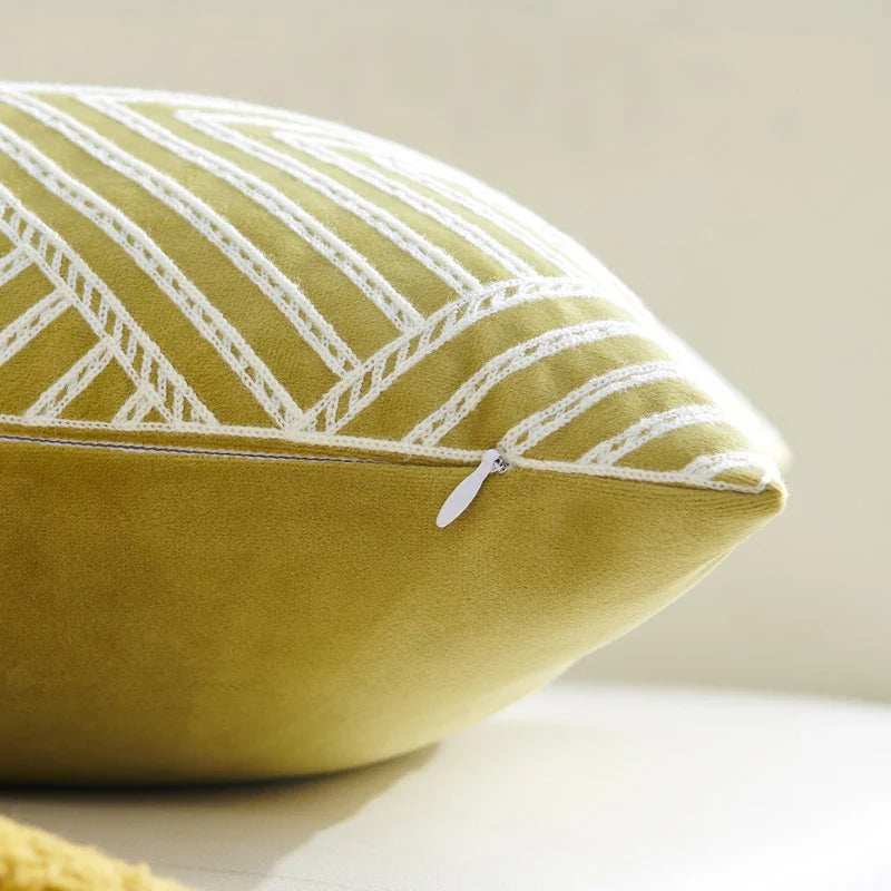 Axyaa Velvet Cushion Cover 45x45cm Nordic Style Embroidered Home Decor Pillow