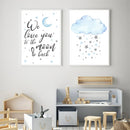 Axyaa Baby Bear Cloud Print Nursery Wall Art Kids Room Decor