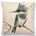 Axyaa Bird Watercolor Cotton Linen Cushion Cover- Hummingbird Goldfinch Chickadee Cardinal Kingfisher