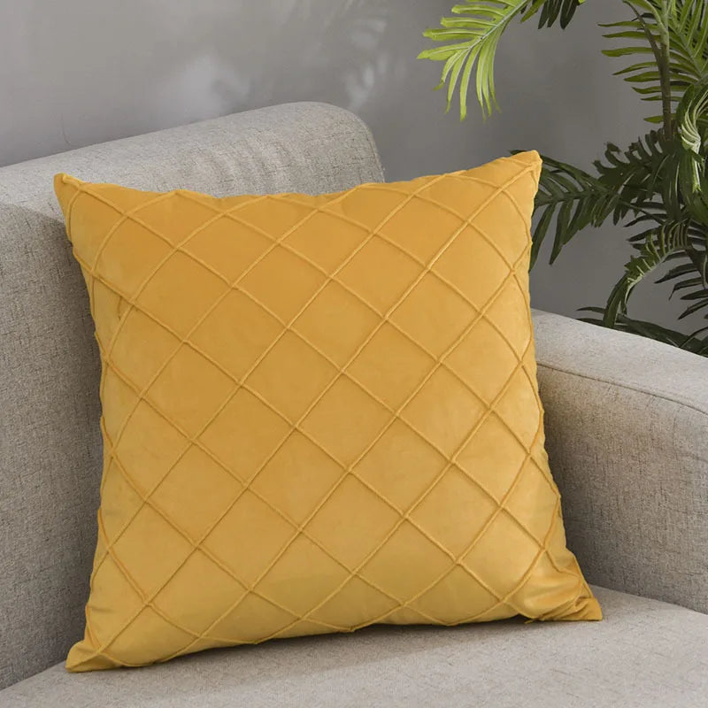 Velvet Geometric Cushion Cover by Axyaa - 45x45cm Pillowcase for Home Decor