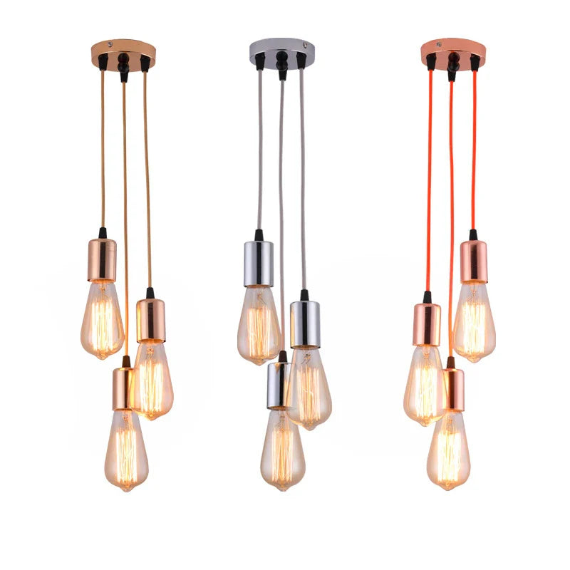 Axyaa 3-Head LED Pendant Lamp Industrial Ceiling E27 Retro Kitchen Bedroom Hanging Lights