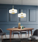 Axyaa Glass Pendant Light: Nordic LED Circular Kitchen Lamp White Glass Bedroom Decor