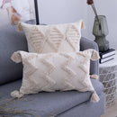 Axyaa Beige Tufted Tassel Pillow Cover 18x18" 12x20" for Couch Bed Living Room