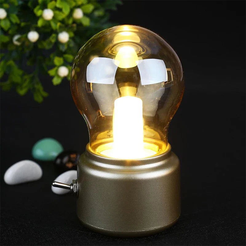 Axya LED Night Light: Retro Bulb Shape USB Charging Lamp for Bedrooms and Offices