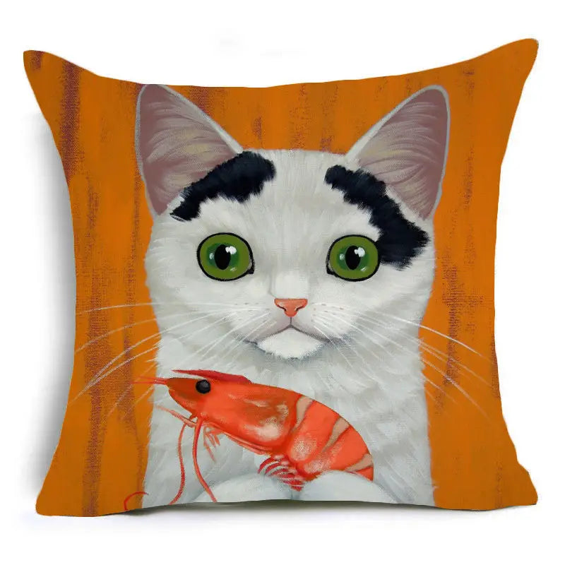 Cartoon Cat Pet Pillow Cover for Home Sofa Decor by Axyaa