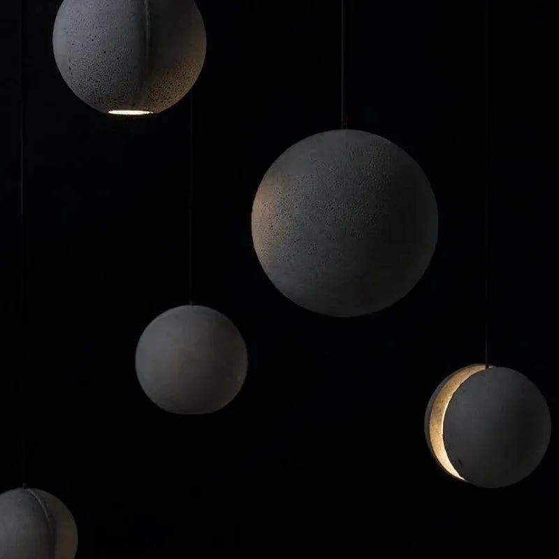 Axyaa Moon Cement Pendant Light: Industrial Style Minimalist Decor