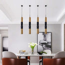 Axya Modern Black Gold Cylinder Spotlights Chandelier for Restaurant and Bar