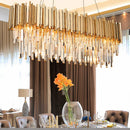 Axyaa Gold Metal LED Pendant Lights: Adjustable Round Luminarias for Indoor Living Room.