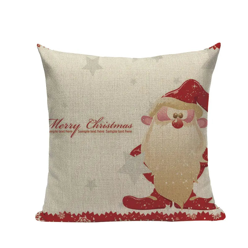 Christmas Santa Deer Pattern Cushion Cover for Festive Home Decor - Axyaa