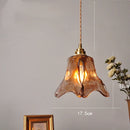 Axyaa Flower Glass LED Pendant Copper Hanging Light Nordic Modern Dining Bedroom Fixtures