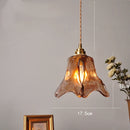 Axyaa Flower Glass LED Pendant Copper Hanging Light for Bedroom Dinning Room
