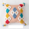Axyaa Pink Ivory Boho Cushion Cover 45x45cm Handmade Zigzag Design