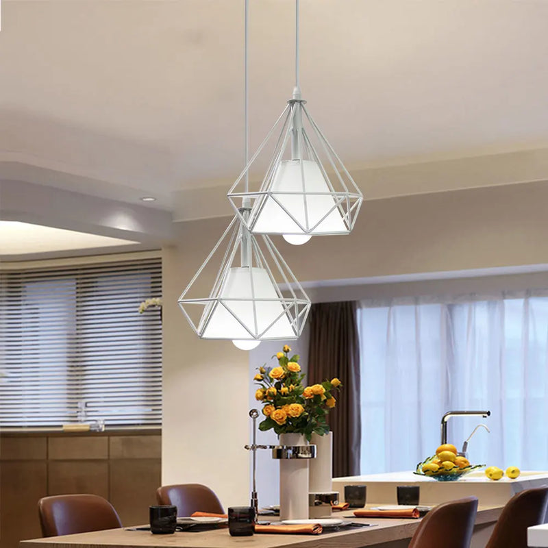 Axyaa Retro Metal Industrial Pendant Light - Modern Minimalist Nordic Loft Cage Lamp