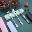 Axyaa Stainless Steel Cutlery Set Boxed - Perfect for Camping, Travel, and Hiking