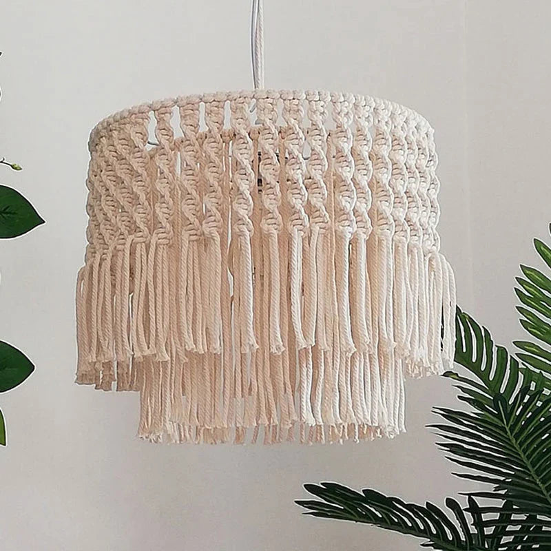 Axyaa Bohemia Chandelier: Cotton Rope Pendant Lamp for Dining Room and Balcony