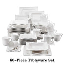 Axyaa Porcelain Dinnerware Set for 6/12: 30/60-Piece Tableware Collection