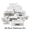 Axyaa 30/60 Piece Porcelain Tableware Set for 6/12, Cups, Saucers, Plates - MALACASA Series