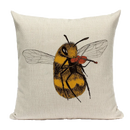 Axyaa Bee Pattern Linen Cushion Cover - Nordic Decorative Throw Pillow Case