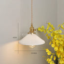 Axyaa Nordic White Ceramic LED Pendant Light with Knob Switch - Modern Copper Hanging Lamp