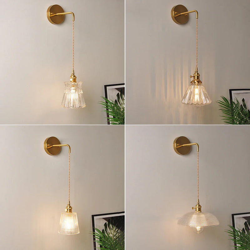 Axyaa Modern Glass Wall Lamp Sconce for Bedroom Decor, LED Bedside Light