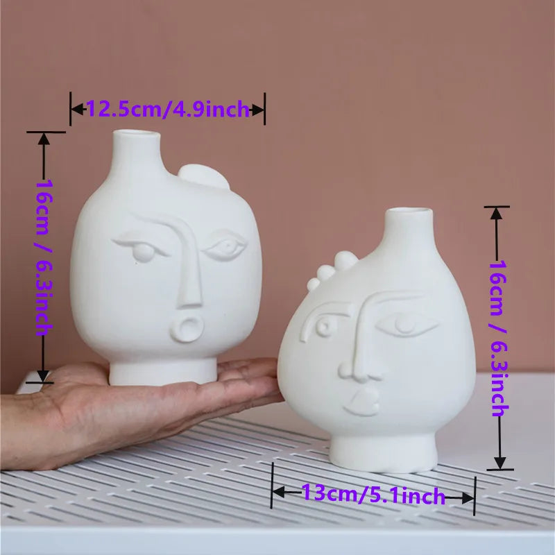 Axya Ceramic Flower Vase, Nordic Modern Decor