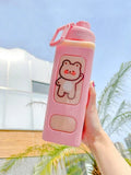 Axyaa Kawaii Shaker Bottle 700ml/900ml Straw Cute BPA-Free Plastic Gourde