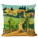 Axyaa Landscape Oil Painting Throw Pillow Cover, Trees Flowers Pastoral Decor, 45x45CM