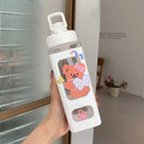 Axyaa Kawaii Shaker Water Bottle with Straw Sticker  ]];