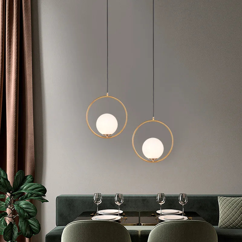 Axyaa Nordic White Glass Ball Pendant Lights for Dining & Bar