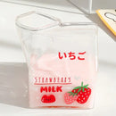 Axyaa Kawaii Strawberry Milk Carton Glass Cup - 380ml Square Creative Breakfast Cup