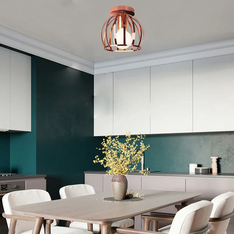 Axyaa Watermelon Cage Pendant Light: Industrial Retro Hanging Fixture for Home and Restaurant