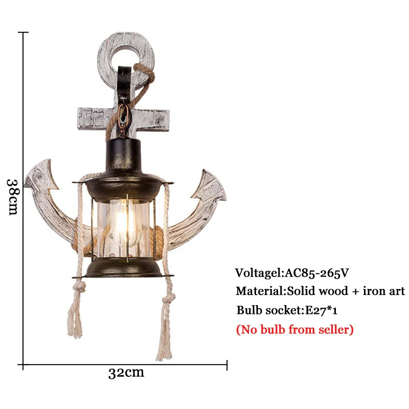 Axyaa Retro Vintage Wooden Glass Wall Lamp