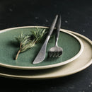 Axya Mint Ceramic Dinner Plate, Western Steak & Salad Bowl Set