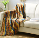 Axyaa Colorful Zigzag Knit Throw Blanket with Tassels Fringe, 130x150cm/130x200cm