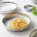 Axya Gray Marble Pattern Porcelain Dinner Tray Set