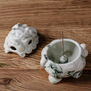 Axya Ceramic Buddha Incense Burner Tea Ceremony Ornament Ashtray with Lid