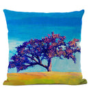 Axyaa Landscape Oil Painting Throw Pillow Cover, Trees Flowers Pastoral Decor, 45x45CM