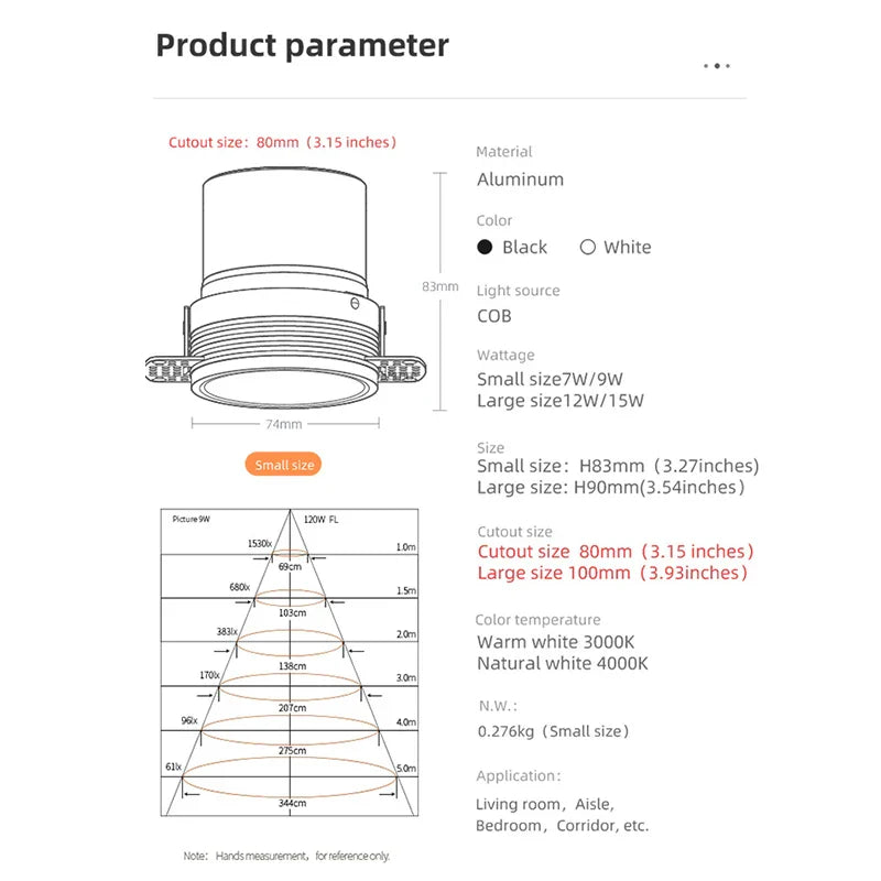 Axyaa Frameless Downlight COB Chip CRI97 for Living Room Minimalist Design