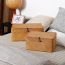 Large Seagrass Storage Basket with Lid by Axyaa – Home Organizer for Clothes & Sundries